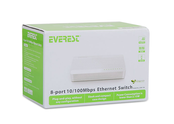 EVEREST-ESW-108 EVEREST ESW-108 8 PORT 10/100Mbps ETHERNET SWITCH / HUB