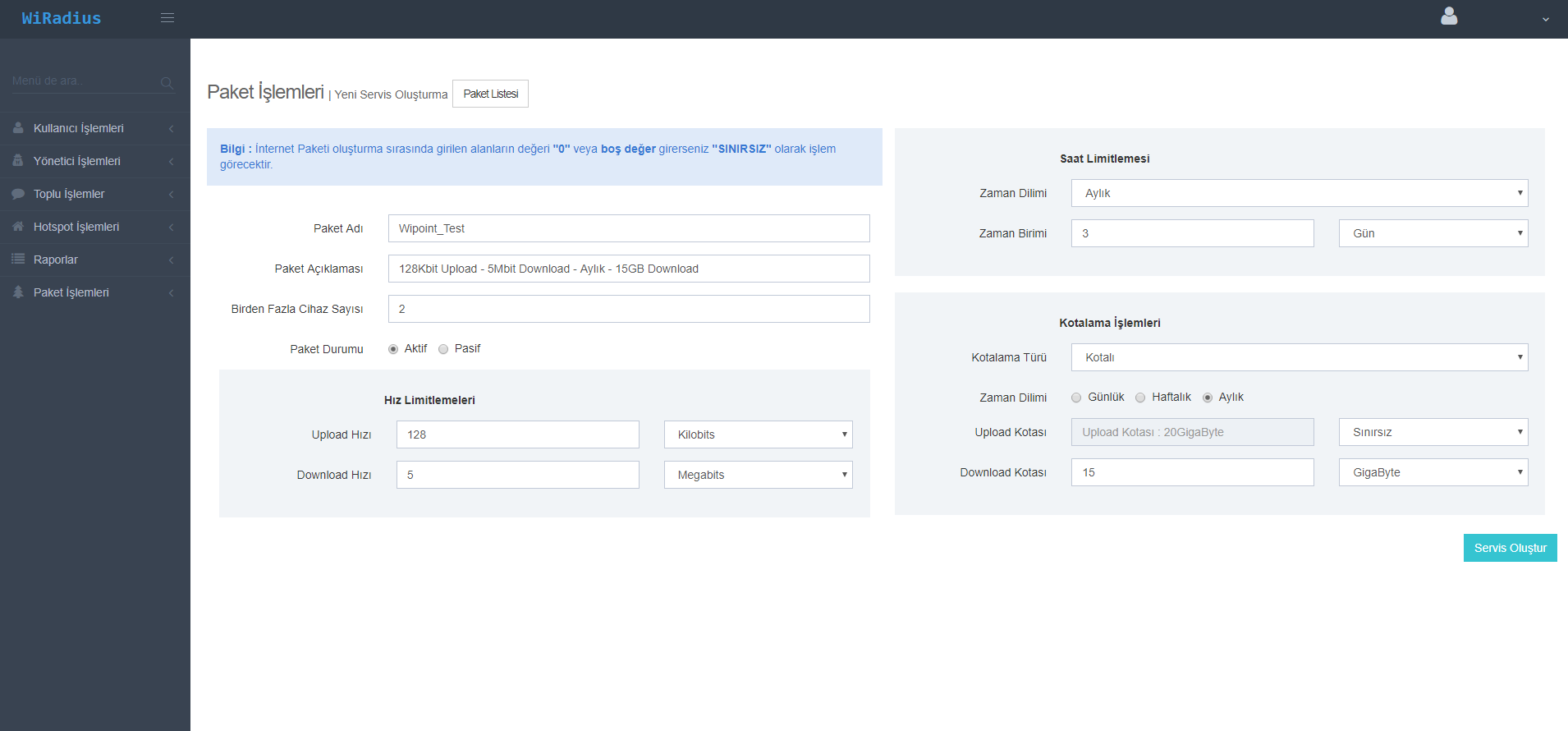 WIPOINT-25 25 ONLINE KULLANICI HOTSPOT VE LOGIN YONETIM / YILLIK